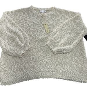 Korye Sweater Womens Large Cream Boucle Knit Crewneck Pullover Textured Cozy
